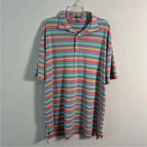 Peter Millar Summer Comfort Polo Shirt Striped MultiColor Golf Casual Preppy XL